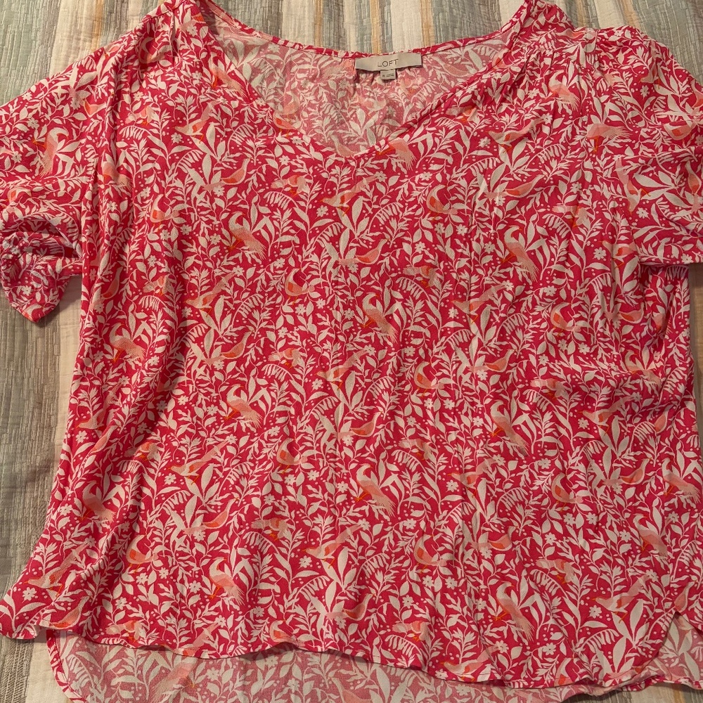 LOFT Floral Short Sleeve Blouse